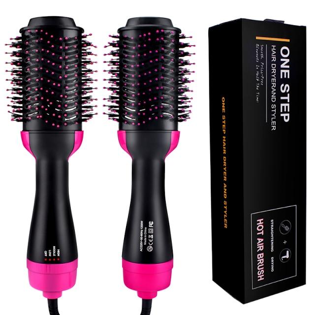 One Step Hair Dryer & Volumizer Salon Hot Air Paddle Styling Brush Negative Ion Generator Hair Straightener Curler askddeal.com